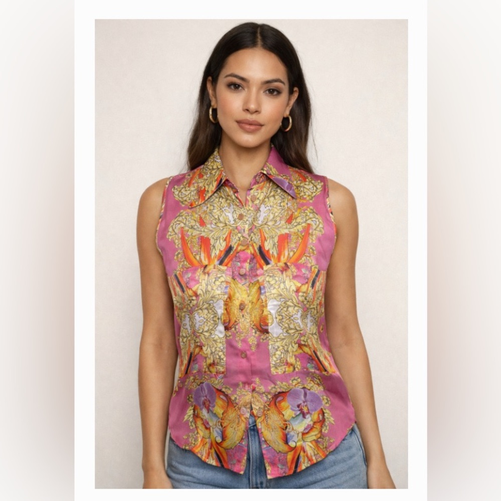 NWT Naven   Pink and Gold Patterned Sleeveless Blouse size medium